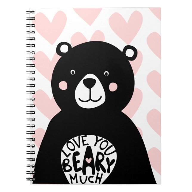 Carnet Aimez-vous Beary Beaucoup mignon ours Girly Rose C (Devant)