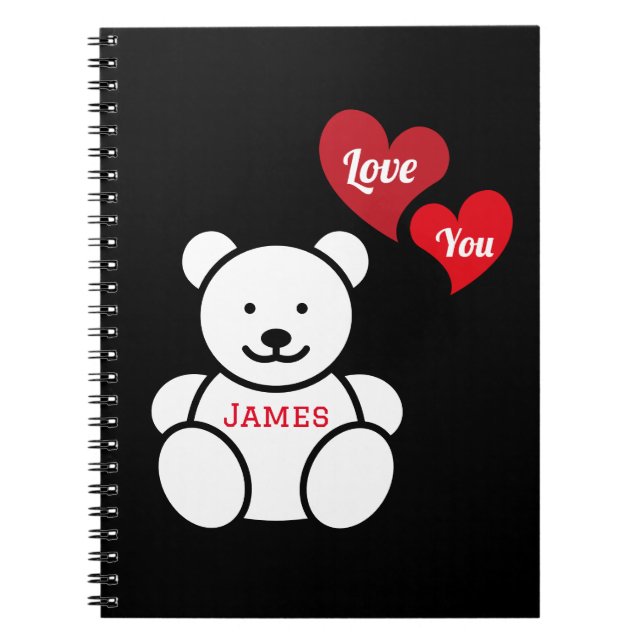 Carnet Aimez-vous Ours et Coeurs Teddy, Personnalisé (Devant)
