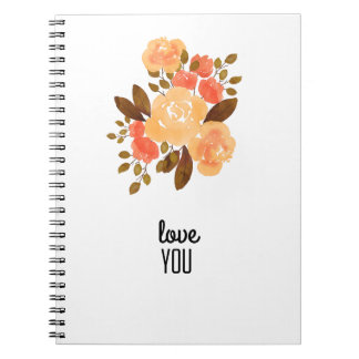 Carnet Aimez-vous Vintage Orange Fleurs Rouges Florales