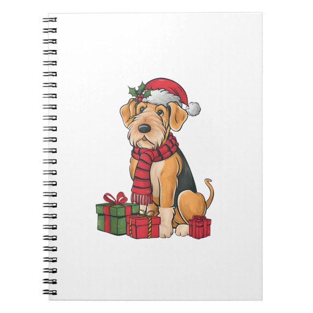 Carnet Airedale Terrier Chien Fête de Noël (Devant)