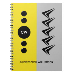Carnet Ajouter le nom des initiales jaune et gris