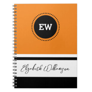 Carnet Ajouter les initiales et le nom orange et noir