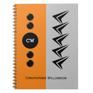 Carnet Ajouter les initiales nom orange et gris