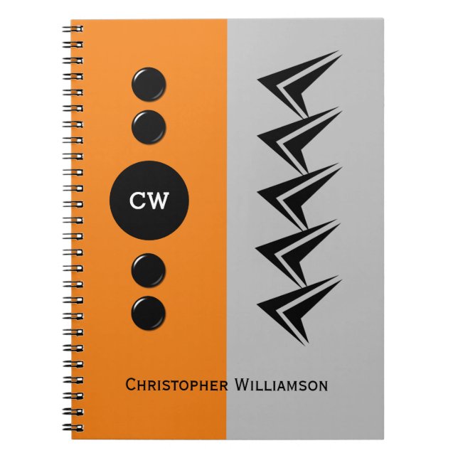 Carnet Ajouter les initiales nom orange et gris (Devant)