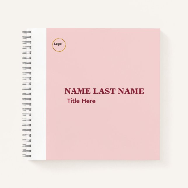 Carnet Ajouter un logo Simple Blush Rose  Nom Titre (Devant)