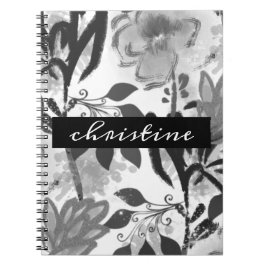 Carnet Ajouter un nom de script | Motif floral botanique 