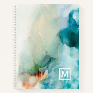 Carnet Ajouter votre initiale Aversion - Aquarelle bleu