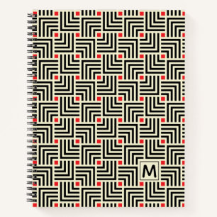 Carnet Ajouter votre initiale Motif Lignes géométriqu