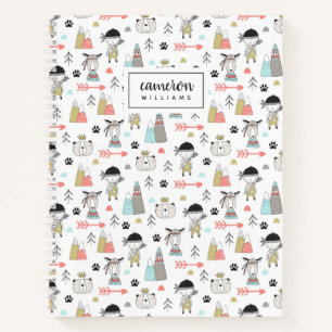 Carnet Ajoutez votre nom Cute Woodland Animaux & Indian
