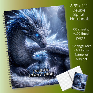 Carnet Ajoutez Votre Nom de Texte, Dragon de Glace Bleu &