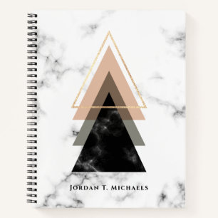 Carnet Ajoutez votre nom Design d'impression en marbre