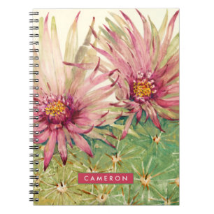 Carnet Ajoutez votre nom   Fleurs roses de cactus
