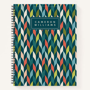Carnet Ajoutez votre nom Mid-Century Moderne Turquoise