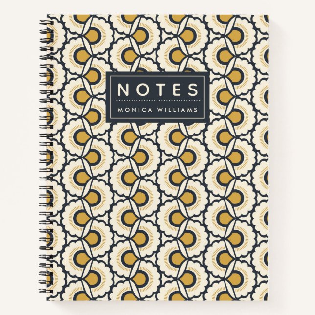 Carnet Ajoutez votre nom | Modèle floral géométrique (Devant)