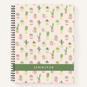 Carnet Ajoutez votre nom   Motif Cactus mignon