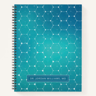 Carnet Ajoutez votre nom Motif d'ADN Turquoise bleu