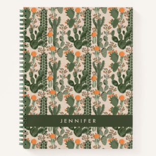 Carnet Ajoutez votre nom Motif de cactus coloré
