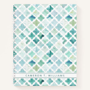 Carnet Ajoutez votre nom Motif turquoise peint à la ma