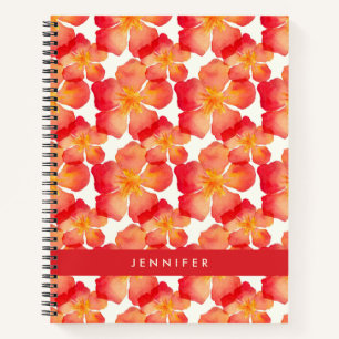 Carnet Ajoutez votre nom Orange Oleander motif floral