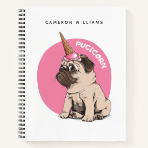 Carnet Ajoutez votre nom Pugicorn