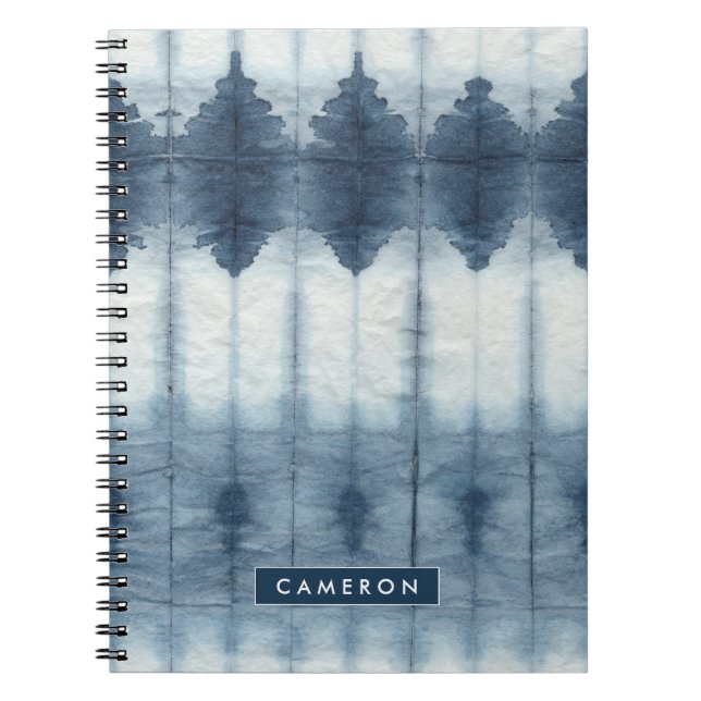 Carnet Ajoutez votre nom | Shibori Indigio Print (Devant)