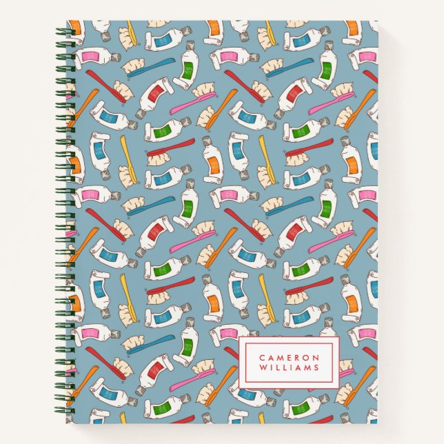 Carnet Ajoutez votre nom | Toothbrosse & dentifrice Motif (Devant)