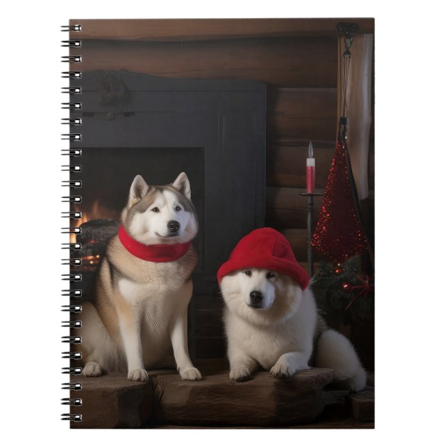 Carnet Akita par le Noël de la cheminée (Devant)