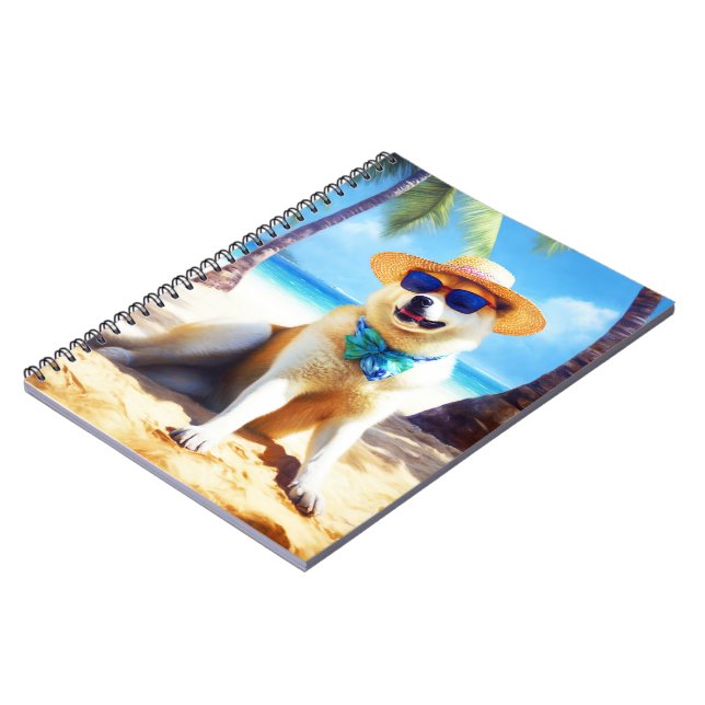 Carnet Akita sur la plage, cadeau d'été pour les amoureux (Côté gauche)