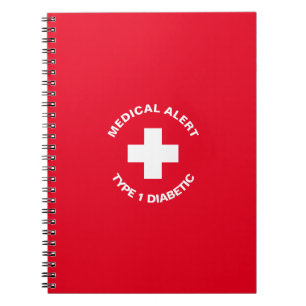 Carnet Alerte Médicale personnalisée rouge diabétique