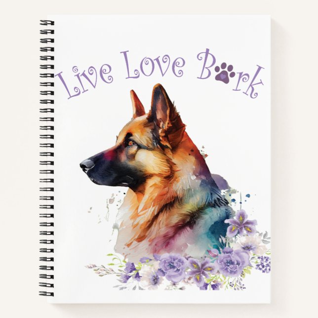 Carnet Allemand Berger Chien Maman Floral (Devant)