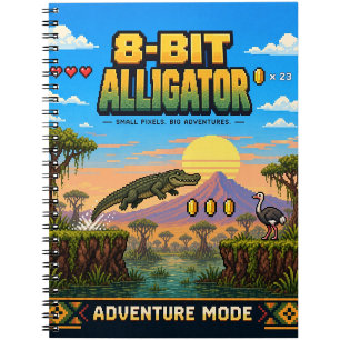 Carnet Alligator, Rétro Pixel Art 8 Bits