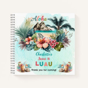 Carnet Aloha Luau Tropical Beach Sweet 16 Party GuestBook