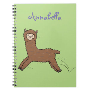 Carnet Alpaca marron mignon dessin animé heureux