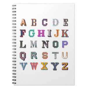 Carnet alphabet a-z vintage en gras