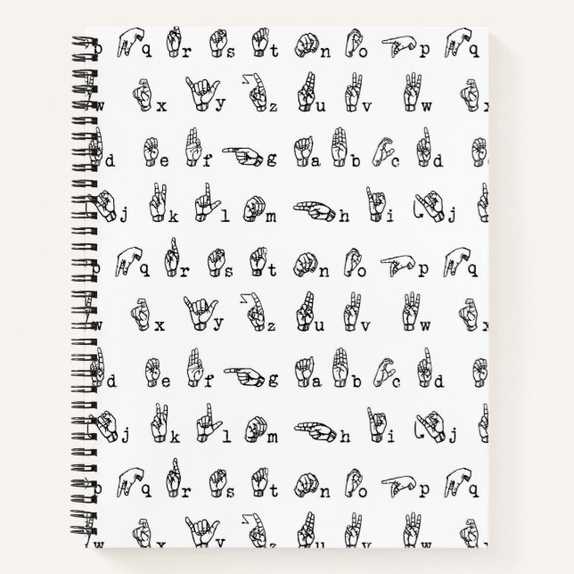 Carnet Alphabet de la langue des signes américaine en noi (Devant)