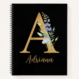 Carnet Alphabet D'Or A Avec Fleur Personnalisé