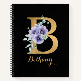 Carnet Alphabet D'Or B Avec Fleur Personnalisé