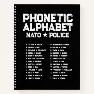 Carnet Alphabet phonétique OTAN ★ Police — Tactique Noir