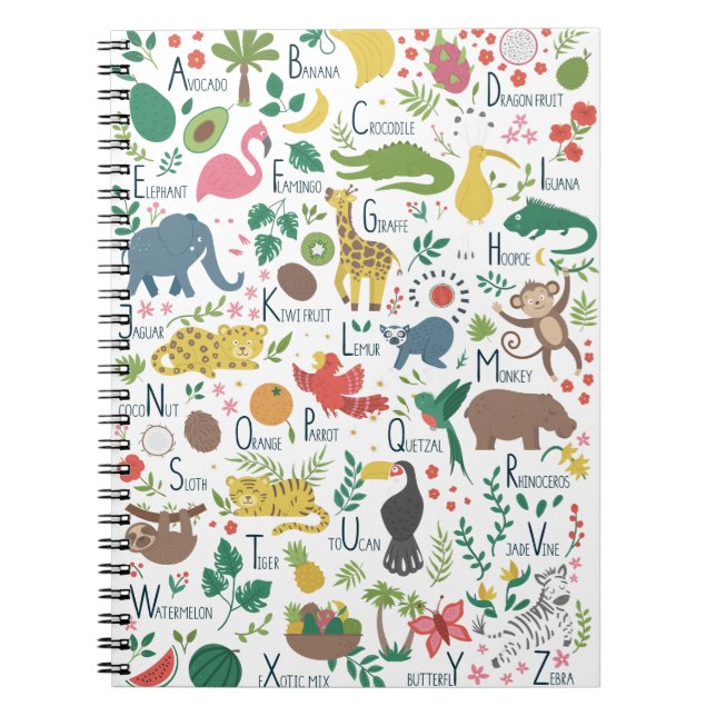 Carnet Alphabet tropical pour enfants (Devant)