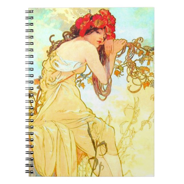 Carnet Alphonse Mucha Art Nouveau Été (Devant)