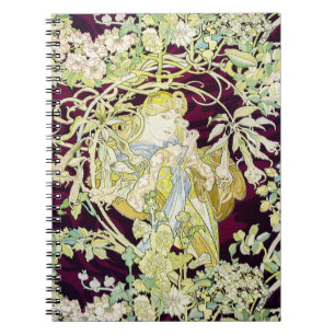 Carnet Alphonse Mucha Femme au marguerite Art nouveau Art