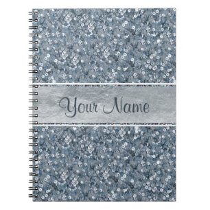 Carnet Aluminium argenté personnalisé chic de paillette