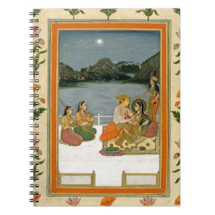 Carnet Amants sur une terrasse par un lac éclairé par la