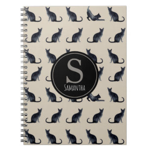 Carnet Amateur de chat noir Taupe et aquarelle
