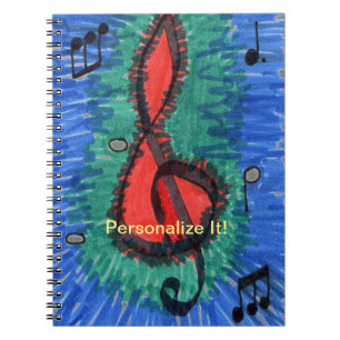 Carnet Amateurs de musique rouge et bleue, notes de musiq