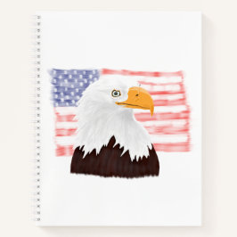 Carnet American Bald Eagle and Flag - blanc transparent.