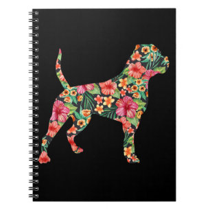 Carnet American Bulldog Flower Dog Silhouette Floral Cade