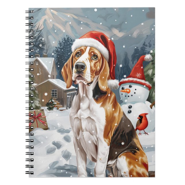 Carnet American English Foxhound Chien hiver Noël Joie (Devant)