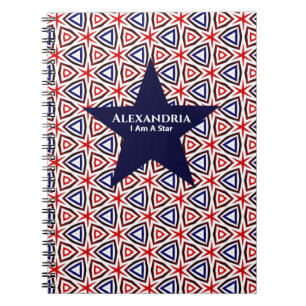 Carnet American Patriotique Star Rouge Blanc Bleu Motif