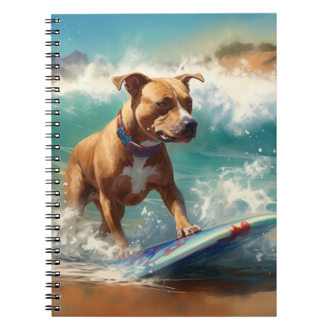 Carnet American Staffordshire Beach Surf Peinture (Devant)
